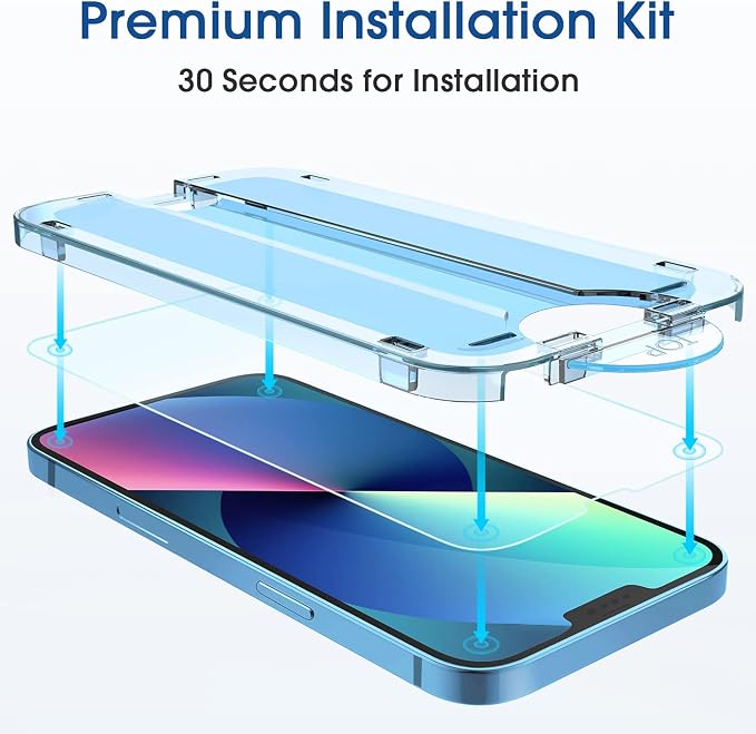 amFilm OneTouch for iPhone 13/13 Pro Screen Protector 6.1" Tempered Glass | Auto-Alignment, 30s Install, Bubble Free, Scratch & Drop Protection, HD Clear, Camera Lens Protector[2+2 Pack] (13-6.1'') - Image 2