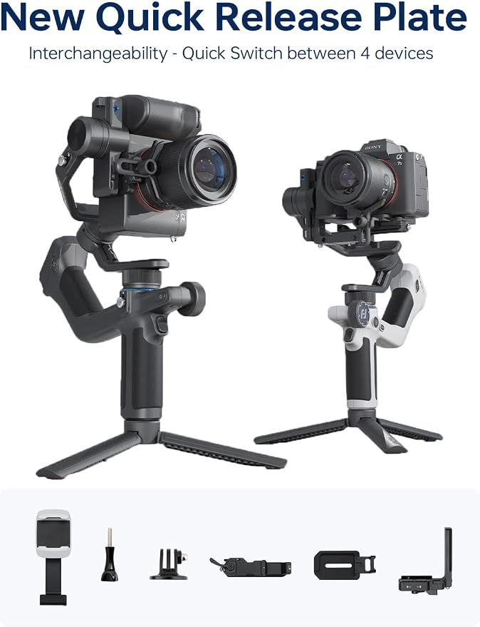 FeiyuTech SCORP Mini 2 Combo Camera Gimbal with Built-in AI Tracking | All-in-one 3-axis gimbal with gesture control, touchscreen and quick release for cameras, action cams and smartphones,White - Image 5
