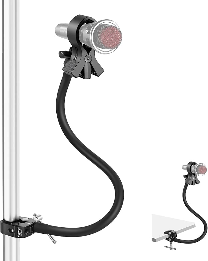 NEEWER Desktop Microphone Stand with Flexible Arm, Adjustable Desk Mic Clamp Holder Mount with Clip & 1/4" to 5/8" Adapter Compatible with Shure Razer Seiren Mini Audio Technica AT2020, MS042 by Neewer