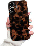 Cute Phone Case for iPhone 16 Plus Case Amber Leopard Print | Cheetah Tortoiseshell Pattern,Full Camera Protective,Slim Shockproof TPU,Aesthetic Girly Glossy Cover for Women Men-Brown by XQAGU