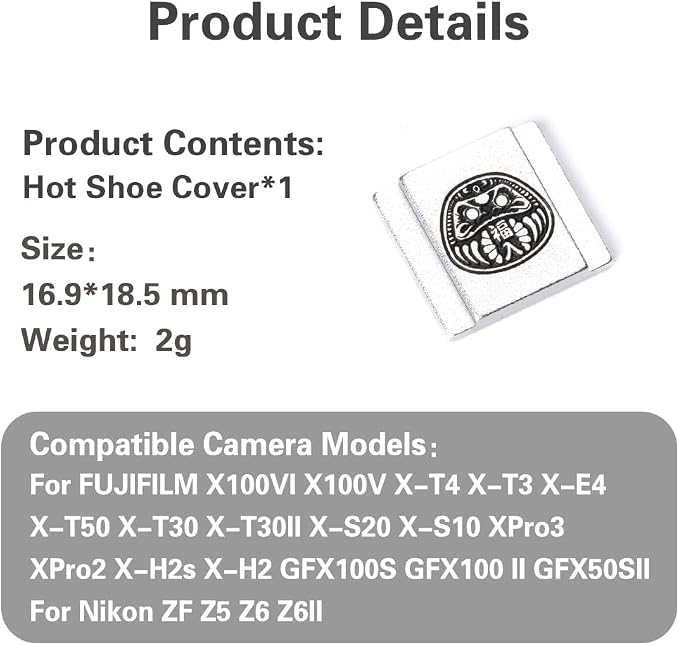 Camera hot Shoe Cover for Nikon z9 z8 z7 z50 z30 zf d3500 d810 for Fuji X100VI X100V X-M5 X-E5 X-T30 (Lucky) - Image 9