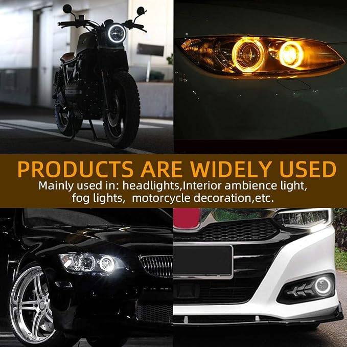 Qasim 1-Pair 80MM White+Amber Switchback 102SMD 4014 LED Halo Ring Angel Eyes Led Lights 12V - Image 7