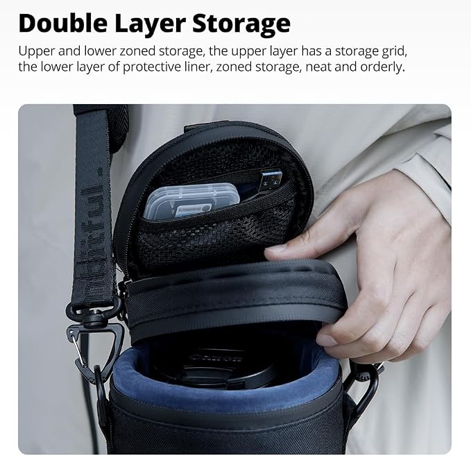 Ambitful 4.92 × 11.42 in Thick Camera Lens Pouch Case, Protection Lens bag | Water/Dust/Shock Lens Pouch for DSLR Camera Lens Compatible Below 4.92 × 11.42 in Sony, Nikon,Canon,Fujifilm,Tamron Lenses - Image 5
