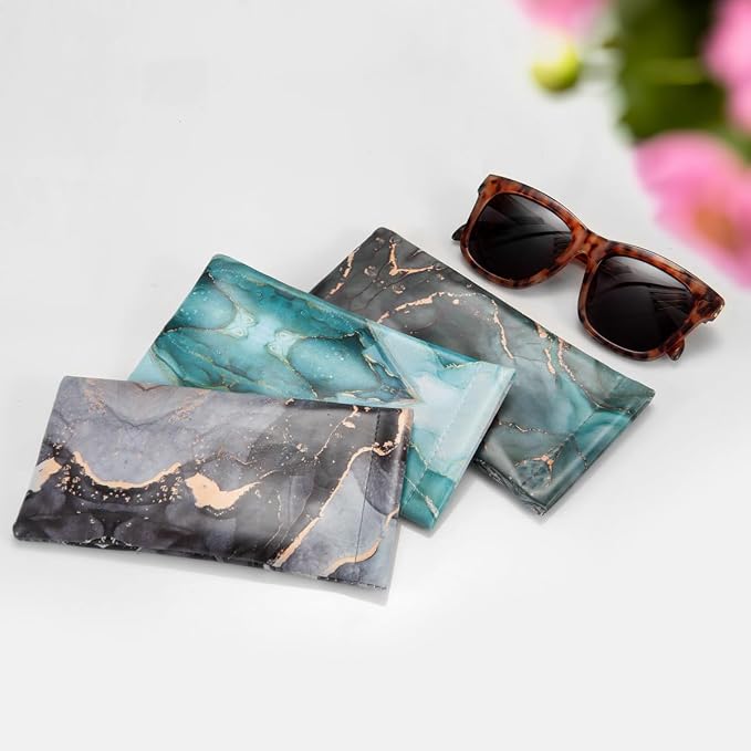 TRIUMPH VISION Eyeglass Case Glasses Case Soft Sunglass Pouch Sleeve 3 Pack | Slim Lightweight Alternative to Bulky Case, Leather Lined Protect Lens, Squeeze Easy to Use, Stylish Portable for Daily Use - Image 5