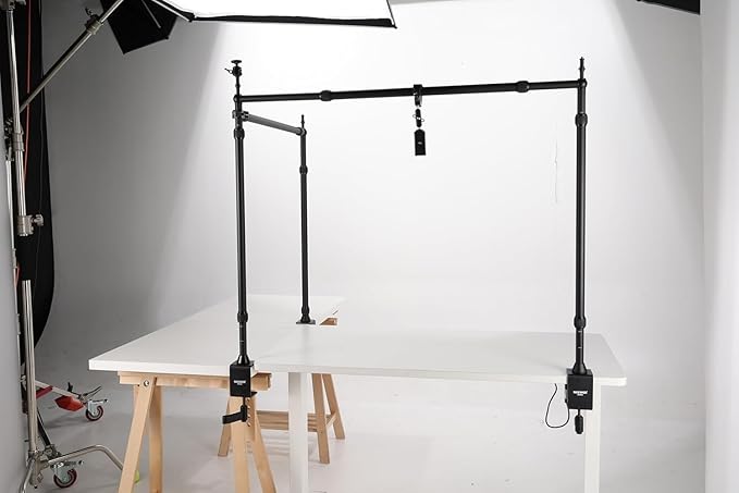 NEEWER Overhead Camera Mount Rig with Dual Ball Head Super Clamp/Phone Holder/C Clamp for Desktop Top Down Shots, Metal Multi Device Mount Platform for Photography Live Streaming Video Making, NK003 - Image 2