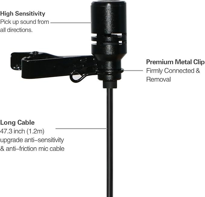 WinBridge Clip-on Lavalier Microphone for Voice Amplifier, 3.5mm Wired Mic | Replacement Collar Mic Compatible with All WinBridge Voice Amplifiers for Teaching, Tour Guide & Presentation, S6 - Image 6