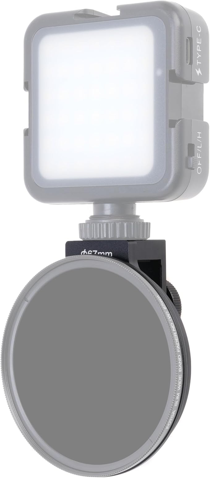 Clip-on 67mm Thread Lens Filter Adapter Kit for iPhone 16 15 14 Pro | Max 16 Plus Smartphone Cell Phone,Cold Shoe Mount for LED Light,Anti-Slip/Anti-Scratch Lock Knob (Filter adapter) - Image 8