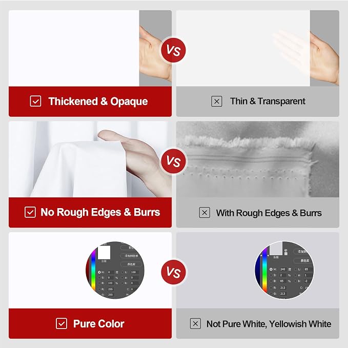 BEIYANG 6X10 Ft White Backdrop for Photography, White Screen Cloth for Product Portrait Streaming Photoshoots Studio, Background Curtain for Ins Photo, Video Recording - Image 4