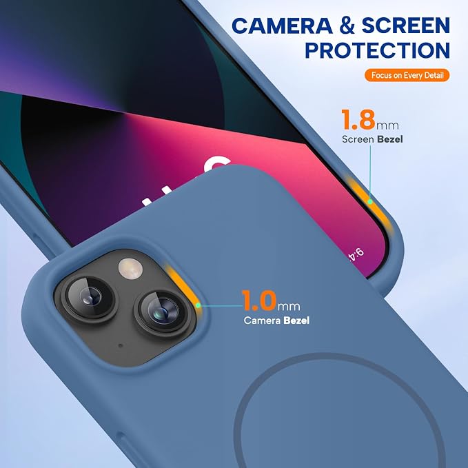miracase Designed for iPhone 13 Case, [Soft Anti-Scratch Microfiber Lining], Shockproof Liquid Silicone Rubber Phone Case Cover for 13 6.1 inch, Glass Blue | Compatible with MagSafe, Soft Microfiber Lining, Premium Silicone Cover Shockproof Drop Protec... - Image 8