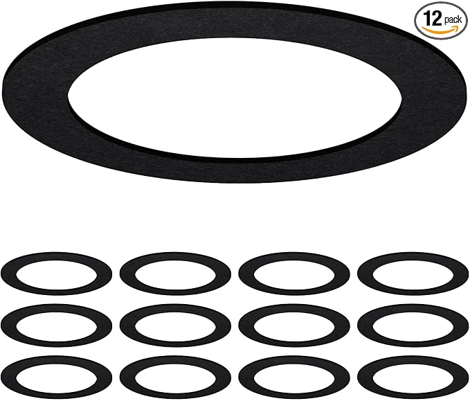 Sunco 12 Pack 6 Inch Recessed Light Goof Ring, Black | Flush Mount Can Light Trim Ring Cover, Paintable, Black OD 8.6 Inch/ID 6.2 Inch, Matte Finish Covers Oversized Ceiling Holes by SuncoLighting