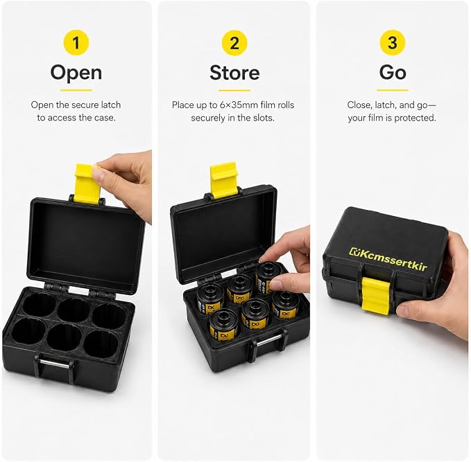 Film Box/135 Film Case -for 3 Rolls of 35mm Films ，to Sort & Enjoy & Safeguard Film, 3D printing technology。 (black-6) - Image 6