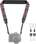 FIEIL Neck Strap Silicone Camera Straps - Padded Camera Strap, 1.5" Wide Adjustable Nylon Shoulder Strap - Compatible with Canon, Nikon, Sony, and More DSLR and Mirrorless Cameras (Red Flower) by FIEIL