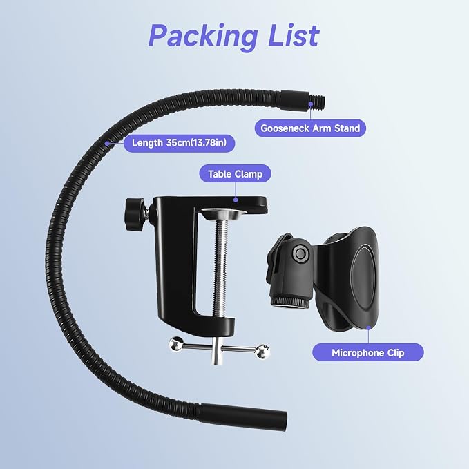 Podium Microphone Holder & Mic Holder -13.78" Flexible Gooseneck Desktop Mic Stands Holder for Lectern Podium Podcast Meetings Lectures Pulpit Streaming Gaming Studio - Image 8