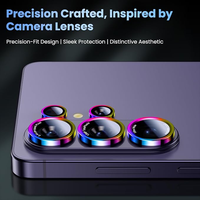 Uyiton for Samsung Galaxy S26 Ultra Camera Lens Protector, Unique Design | Case-Friendly, Ultra-Thin, Military-Grade Sapphire Glass with Aluminum Metal Rear Camera Screen Cover, Colorful - Image 3