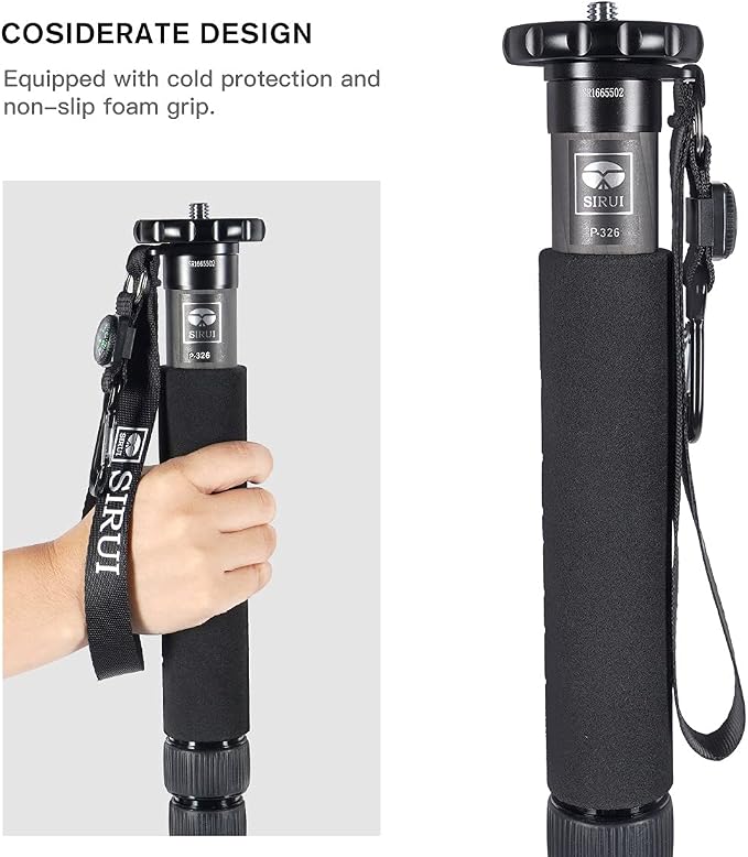 SIRUI Camera Monopod P-326 6 Section Carbon Fiber Compact Lightweight Travel Monopod - Image 7