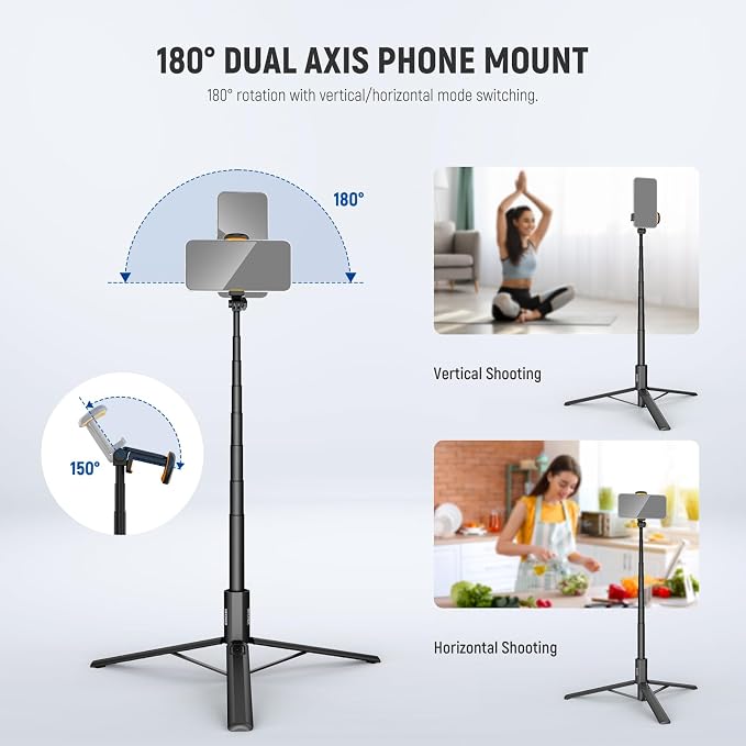 NEEWER Entry Level Version 16-71" Selfie Stick Tripod Compatible with iPhone Android, Portable Cell Phone Travel Stand Camera Holder with Remote for TikTok Video Recording Streaming Filming, PA988 - Image 3