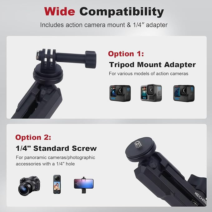 Super Clamp with Dual Ballhead Magic Arm, Aluminum Camera Clamp Mount Kit for GoPrO/Pocket 3 /lnsta360 X5 X4 /DSLR/Monitor/Video Light/Desk/Microphone/Handlebar-360°Rotating & 1/4”Screw, JC029 - Image 4