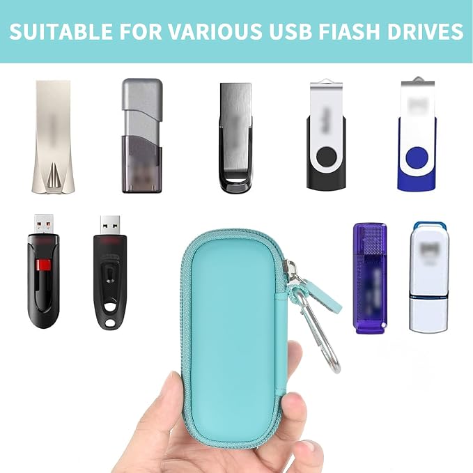 USB Flash Drive Case, SD Card/Thumb Drive/Memory Cards Holder, Bag Only | SDXC/SDHC Storage, Electronic Accessories Organizer for SanDisk / for Samsung, for Students/IT/Office/School/Travel, Mint - Image 2