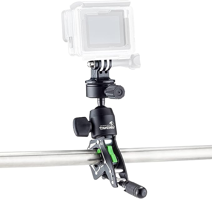 Adjustable Camera Clamp Mount with 360°Rotatable Mini Ball Head and 1/4" Screew Quick Release Tabletop C Clampod Bar Clamp for GoPro/Brinno/DSLR/MILC/SLR Camera and More Action Camera by TAKEWAY