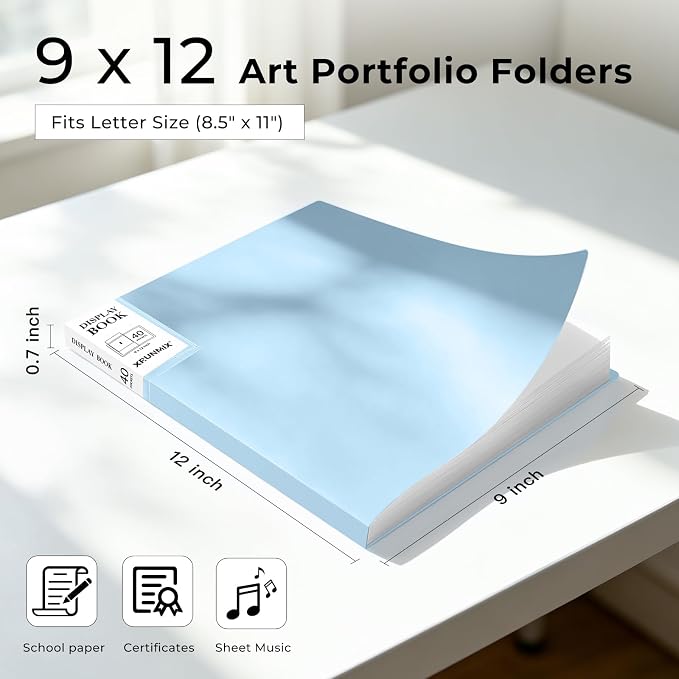 XRUNMIX Art Portfolio 8.5X 11 Inch, 40 Pockets (80 Pages Capacity) Letter Size Display Book with Clear Sheet Protectors, Presentation Folder for Artwork/Documents/Photos - Image 2