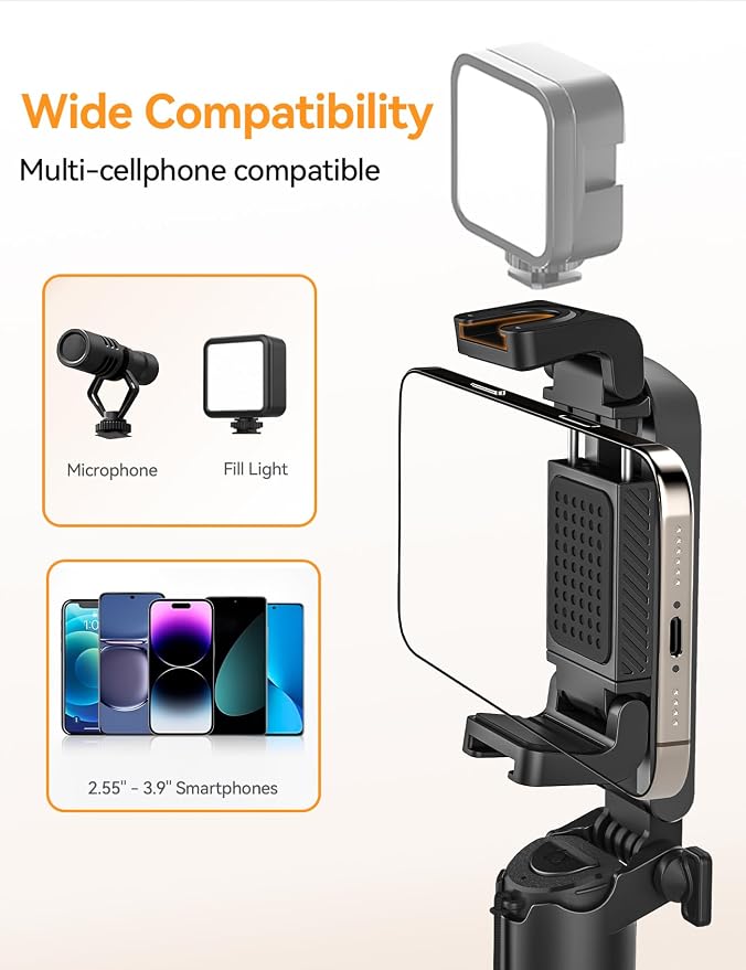 Takerers Portable Selfie Stick Tripod with Remote【Pocket Size】 4-in-1 Extendable Cell Phone Tripod【360° Rotation】 Mini Selfie Stick for iPhone Android Phone Holder for Video Recording Live Streaming - Image 8