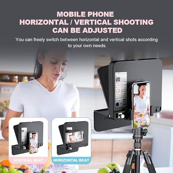LENSGO TC7S Portable Teleprompter for Phone, 9.7 inches One-Second Fold Mini Teleprompter with Remote Control,App Compatible with iPhone & Android for Online Teaching Vlog Live Streaming Interview - Image 4