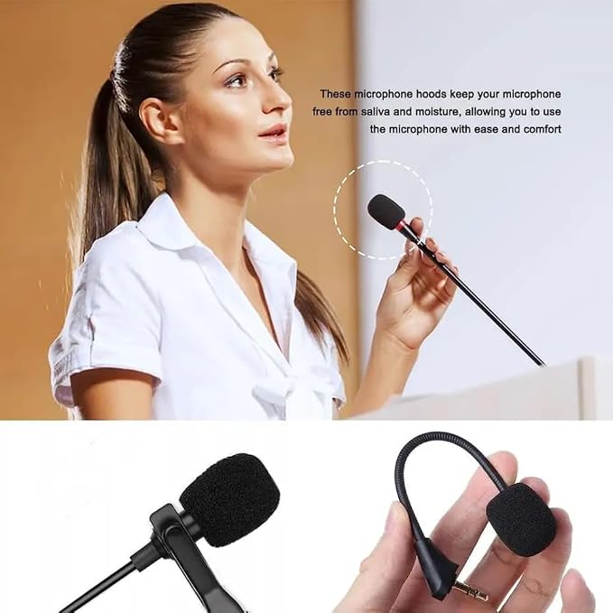12 Pieces Foam Windscreen for Headset Microphone, 0.2" Diameter Microphone Pop Filter Windscreen Mic Cover High Density Mini Foam Cover Shield Protection Foam Replacement for Headset Mic(Black) - Image 6