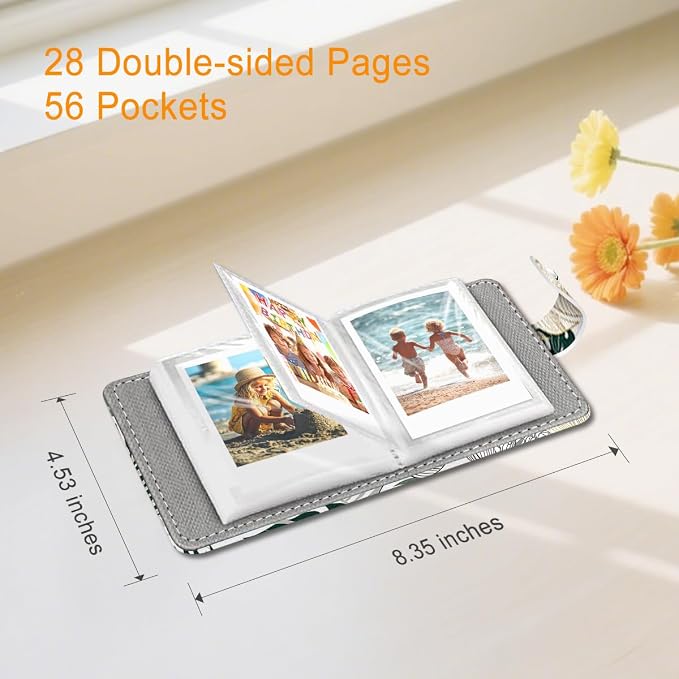 Tropical Plants Small Photos Album for 2x3 Inch Films, 56 Pockets | Mini Cute Picture Book, Wallet Size, for Polaroid Fujifilm Instax Mini Instant Camera Printer, Kpop Photocard Binder Holders - Image 5