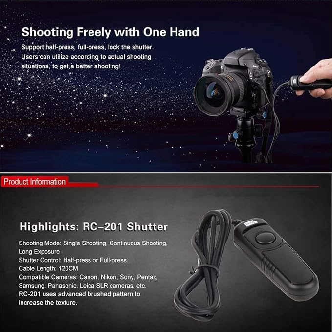 Pixel Camera Shutter Release Cable E3 Compatible with Canon, Olympus, Fuji | Remote switch replaces RS-60E3, 120cm/3.94ft, control autofocus, shutter-trigger & Bulb, requires no batteries, plug and play - Image 4