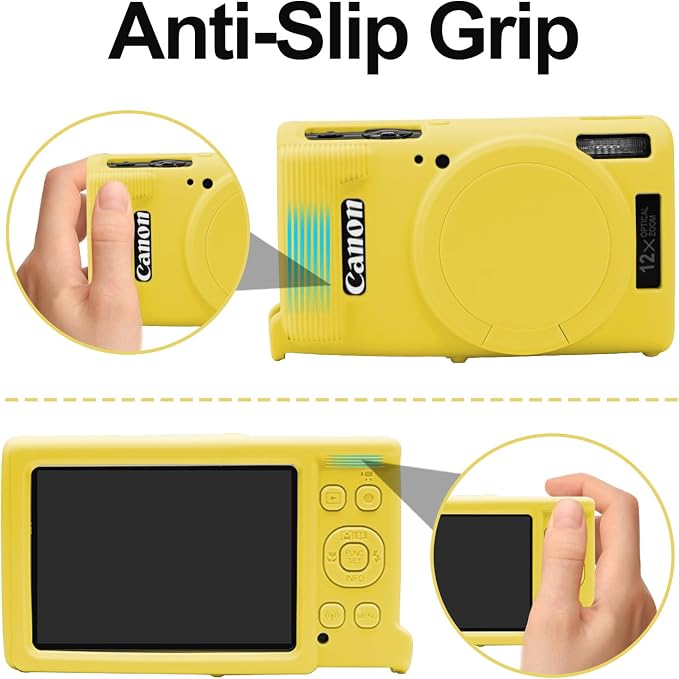 Easy Hood Camera Case for Canon ELPH 360/IXUS 285 HS/IXY 650 Camera,Yellow | With Removable Lens Cover,Soft Silicone Protective Case,Anti-Scratch,Dustproof,Shockproof,Enhanced Grip,Camera Accessories - Image 4