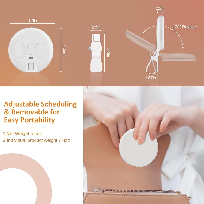 Anautin 60 LED Ring Light, Rechargeable Selfie With Front & Back Clip, 2500-6500K Portable Phone, Adjustable 3 Modes for iPhone, iPad, Tablet, Laptop, CRI97+, 90 Grams (White) - Image 3
