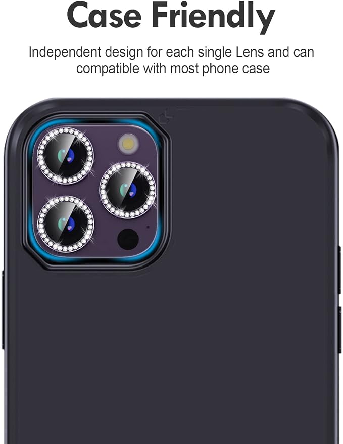 for iPhone 14 Pro/14 Pro Max Camera Lens Protector Diamond, Purple | Individual Metal, 9H Hardness, Scratch Resistant, Shockproof, Drop Protection, Case Friendly, Stylish Accessories - Image 6