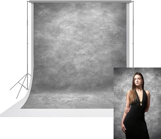 UrcTepics 8x10ft Grey Backdrop for Portraits and Headshots with Abstract Textured. School, Home and Studio Professional Photo Backdrop. by UrcTepics