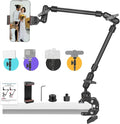 22" Magic Arm w Clamp, Overhead Phone Mount, Desk Camera Mount w Articulating Friction Boom Arm Thread Adapter, for Phone Video Light Webcam Microphone Action Camera Content Creators by JEBUTU