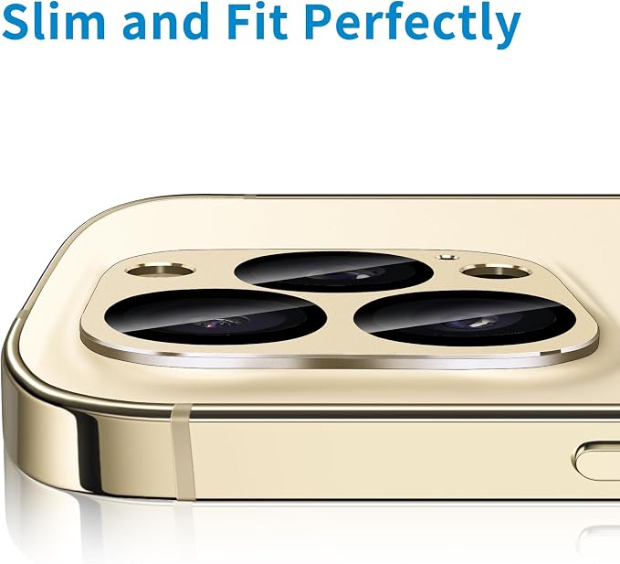 Camera Lens Protector for iPhone 14 Pro/iPhone 14 Pro Max Metal Camera Cover Film, 9H Tempered Glass, Anti-Scratch, Case Friendly - Gold - Image 5