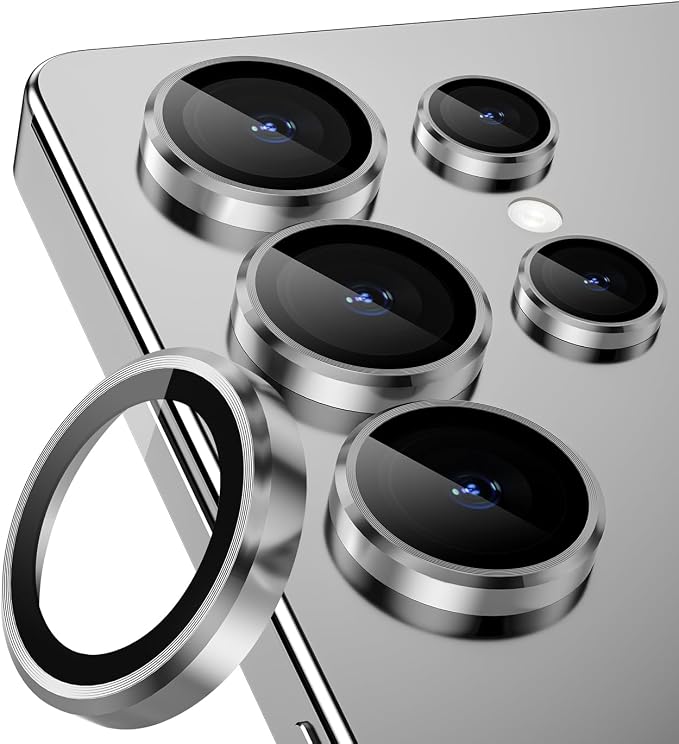 CloudValley for Samsung Galaxy S25 Ultra Camera Lens Protector | 9H Tempered Glass + Aluminum Alloy Individual Lens Protective, [1 Second Installaion] Ultra-HD Glass Cover,Titanium Silver by CloudValley
