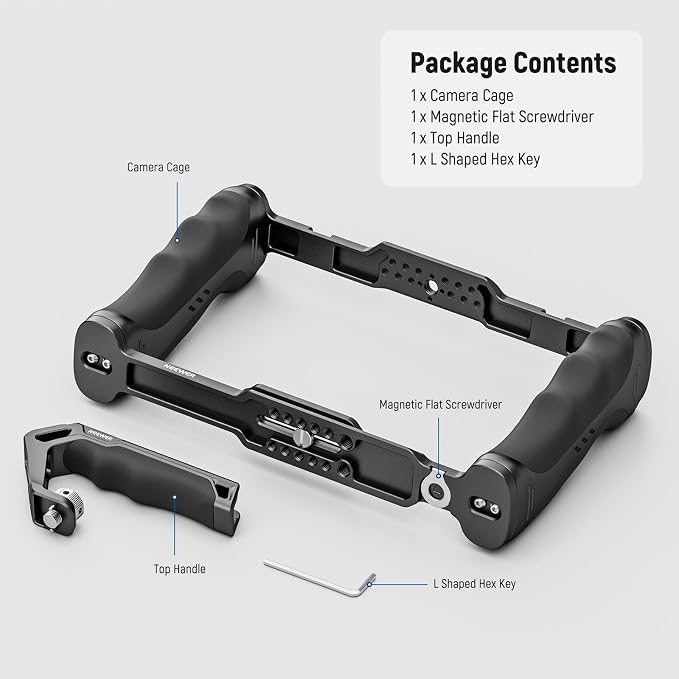 NEEWER Universal Camera Cage & Top Handle with 3/8" ARRI Locating Pins Kit, Video Rig Camera Stabilizer with Arca Type Base, Dual Handgrips, Compatible with SmallRig Accessories, CA016T | Video Rig Camera Stabilizer, Locating Pins for ARRI, Arca Type B... - Image 9