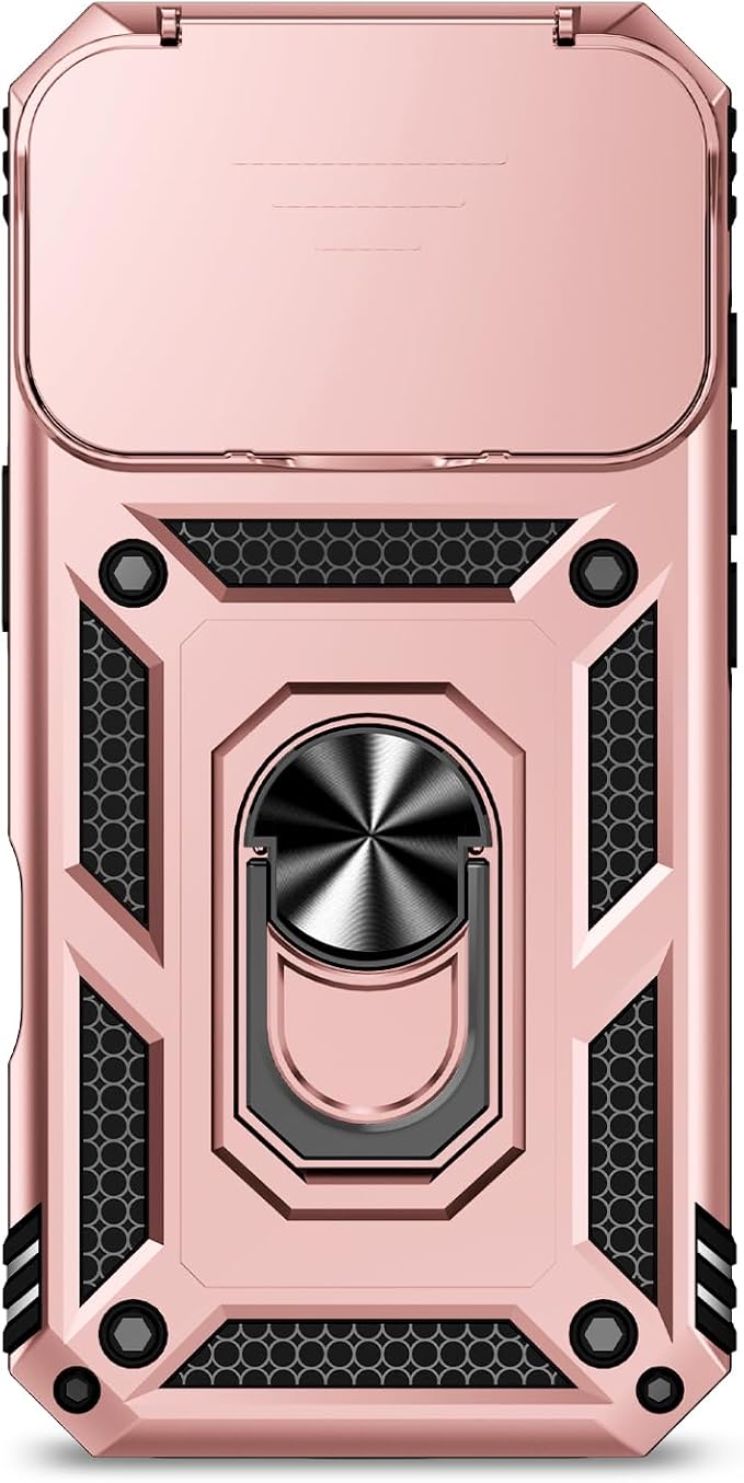 SunStory Phone Case for iPhone 17 Pro Case with HD Screen Protector & Slide Camera Cover & Rotated Ring Kickstand, [Military-Grade] Phone Case for iPhone 17 Pro, Rose Gold - Image 9