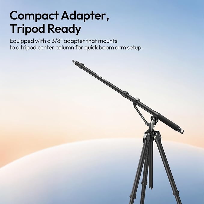 ULANZI TH09 52.7" Camera Boom Arm Light Stand Tripod Extension Bar | Extends 22.8-52.7" | 0°-135° Tilt for Overhead Filming | Dual 1/4" & 3/8" Spigot | Sturdy 11lb Aluminum Alloy Support - Image 4