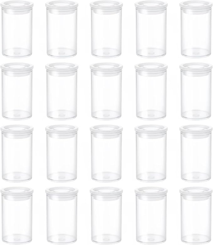 LIUSM Clear Plastic Film Canisters with Lids, 20 PCS, 35mm Caliber | Storing of Small Personal and Household Items,Pills, Film, Keys, Coins, Art Beads and More Storage Containers by LIUSM