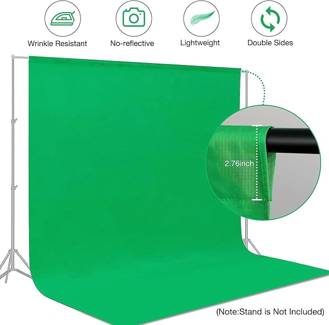 10 X 7 FT Green Screen Backdrop for Photography, Virtual GreenScreen | Chromakey Background Sheet for Zoom Meeting, Cloth Fabric Curtain for Party Decor Video Studio Calls Streaming Gaming Photo - Image 3