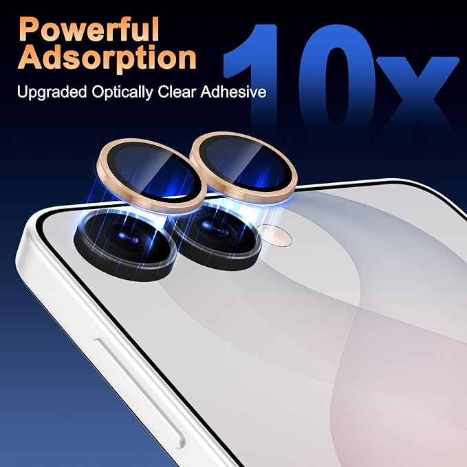 Meshine for Samsung Galaxy Z Flip 8 Camera Lens Protector,Scratch Proof,Strong Adsorption,9H Hardness with Metal Ring Camera Cover,Ultra Thin Case Friendly,Accessories Lens Protector,Gold - Image 4