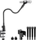 19" Flexible Gooseneck Mic Stand with Desk Clamp【Heavy Duty】, Dual Holder | Upgraded Desk Clamp, 2 Mic Holders, 1/4" and 3/8" Adapters, Ideal for Gaming, Live Streaming, Podcast, Conference, and Podium by Borenbuir