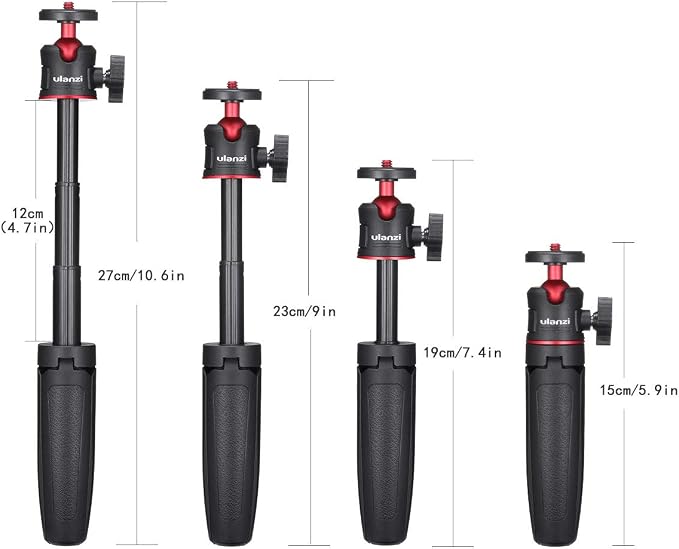 MT-08 Black Mini Tripod for Camera, 1/4" Screw Universal Tripod | Compatible with DJI OSMO 360/Pocket 3/Pocket 4/4Pro/Luna/Insta 360/Xtra/Sony, Extendable Handheld Vlogging Video Table Stand - Image 2