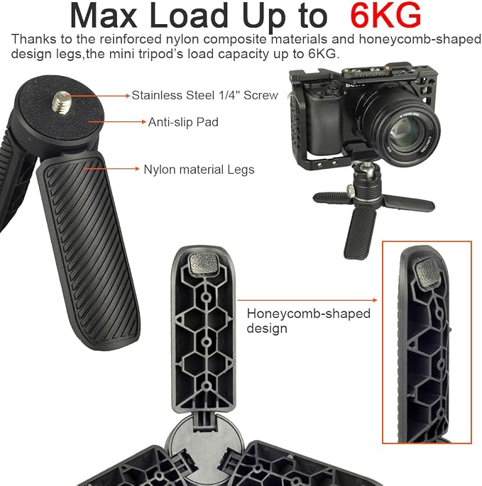 Mini Tripod for DJI OSMO Pocket 4/3, Portable Handheld Tripod Handle Grip Self Stick Desk Tabletop Stand Mount with 1/4 Screw for DJI OSMO NANO Action 6 5 Pro 4/Gopro13 12/Insta360 X5 X4 Ace Pro/AKASO - Image 3