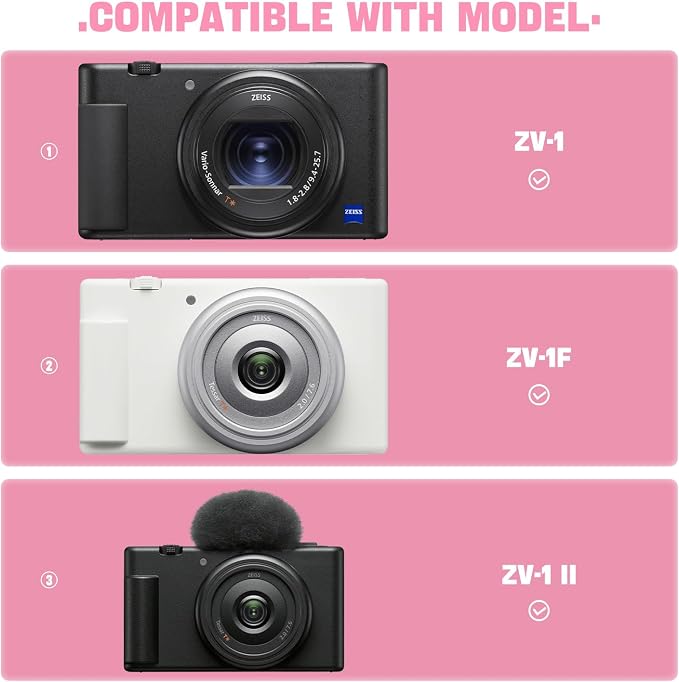 Hard Camera Case for Sony ZV-1/ ZV-1F/ ZV-1 II Digital Vlog Camera, Pink | Protective Carrying Bag, Shockproof EVA Shell, Accessory Storage Zip Pocket, Compact Portable, Travel & Photography Use - Image 3
