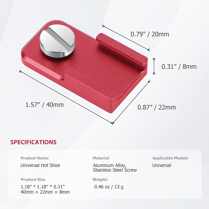 Universal Hot Shoe Adapter for Camera Accessories – Aluminum Alloy & Stainless Steel Mount with Locking Knob, 1/4" Screw Hole for Microphone, LED Light, Tripod, DSLR Rig (62057) - Image 8