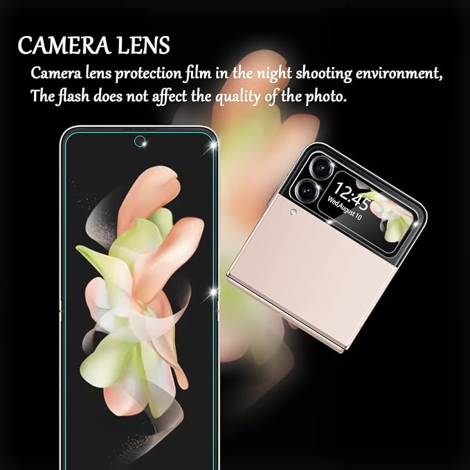 Galaxy Z Flip 4 5G Screen Protector + Camera Lens Protectors, [2+2 Pack] Full Coverage Screen Protector for Galaxy Z Flip 4 [Case-Friendly][Anti-Shatter][3D Glass] - Image 6