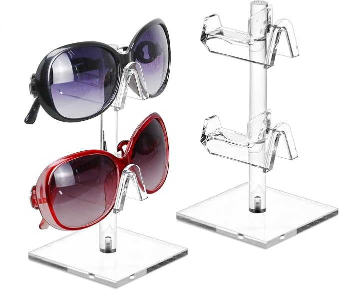 MOOCA 2-Piece Acrylic Eyewear Display Stand, Holds 4 Frames | Eyewear rack with oversized supports displays large sunglasses and eyeglasses for show,store,home and easy assemble.' by Mooca