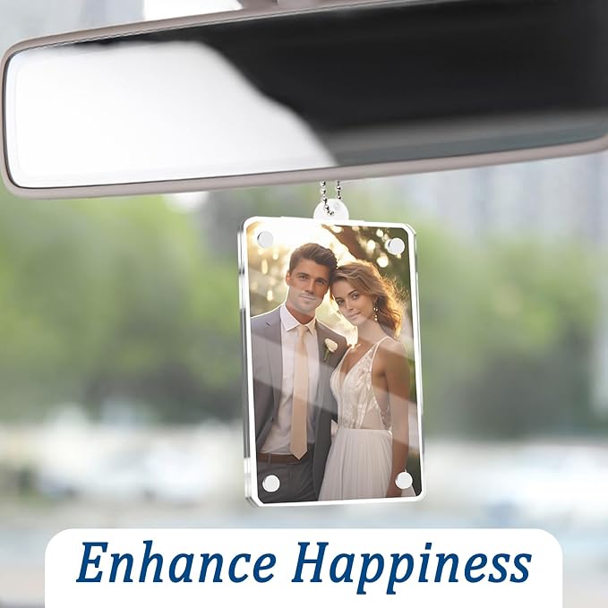 Car Picture Holder with Chain for Hanging Rearview Mirror Accessories,3.54" Magnetic Car Picture Frame Ornament to Display Photo,Personalized Cars Hanger for Couples Photo Holder - Image 6